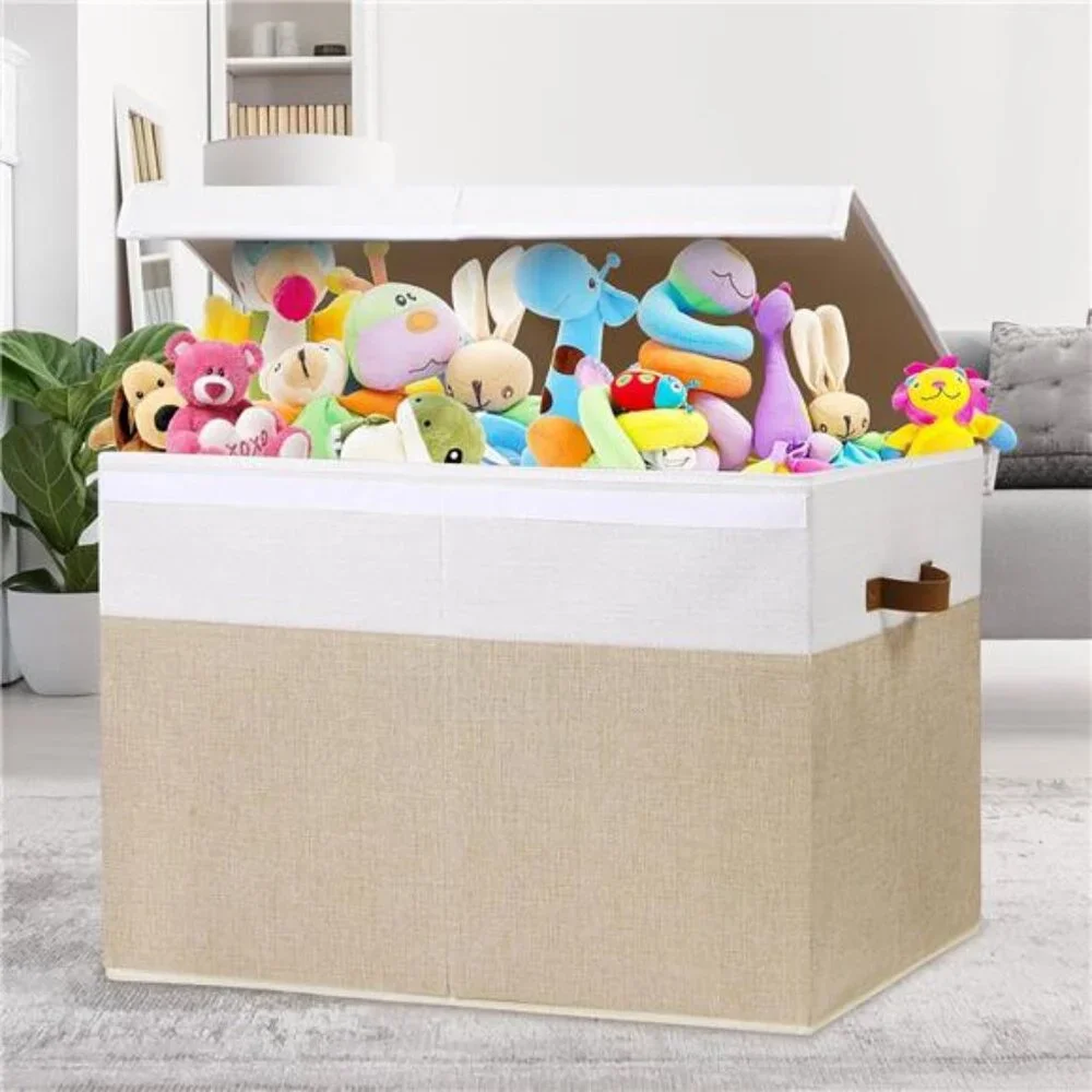 Large Toy Storage Box with Lid, Sturdy Toys Storage Chest Bin Organizer Basket